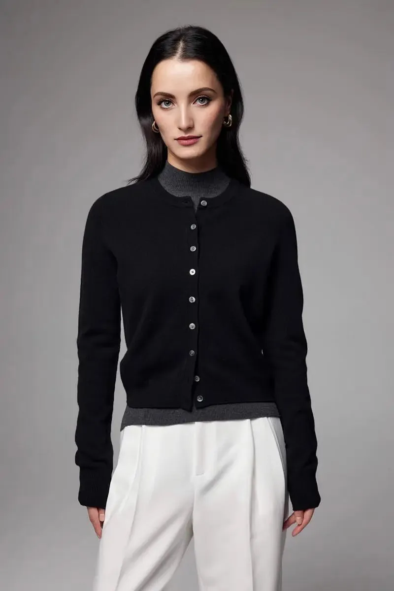 100 Merino Wool Crewneck Cardigan