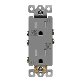 15 Amp Duplex Outlet Tamper and Weather-Resistant Gray