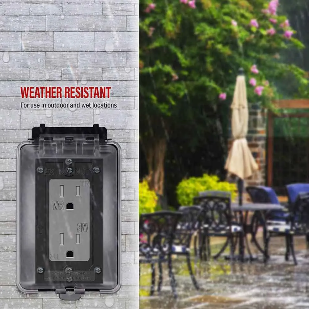 15 Amp Duplex Outlet Tamper and Weather-Resistant Gray