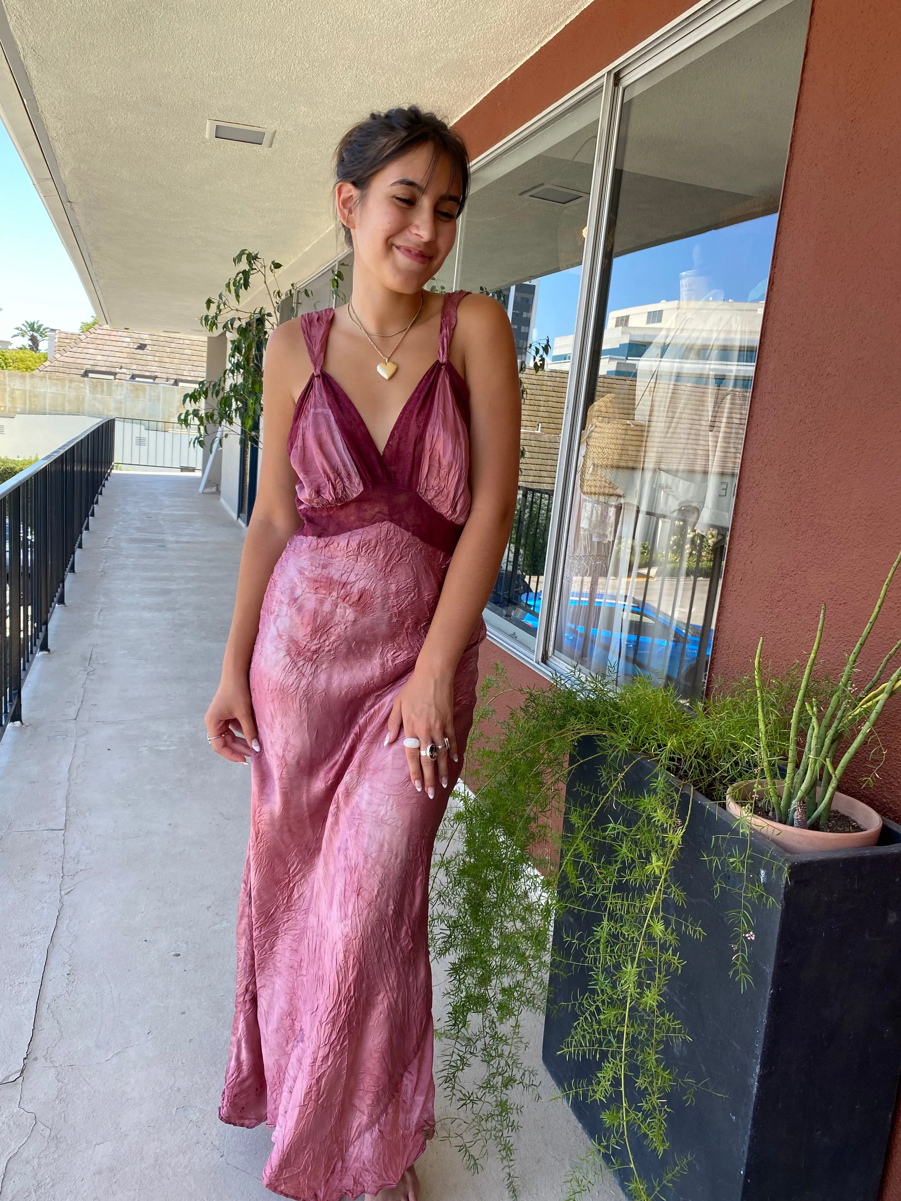 1940's Hand Dyed Satin Slip Dress