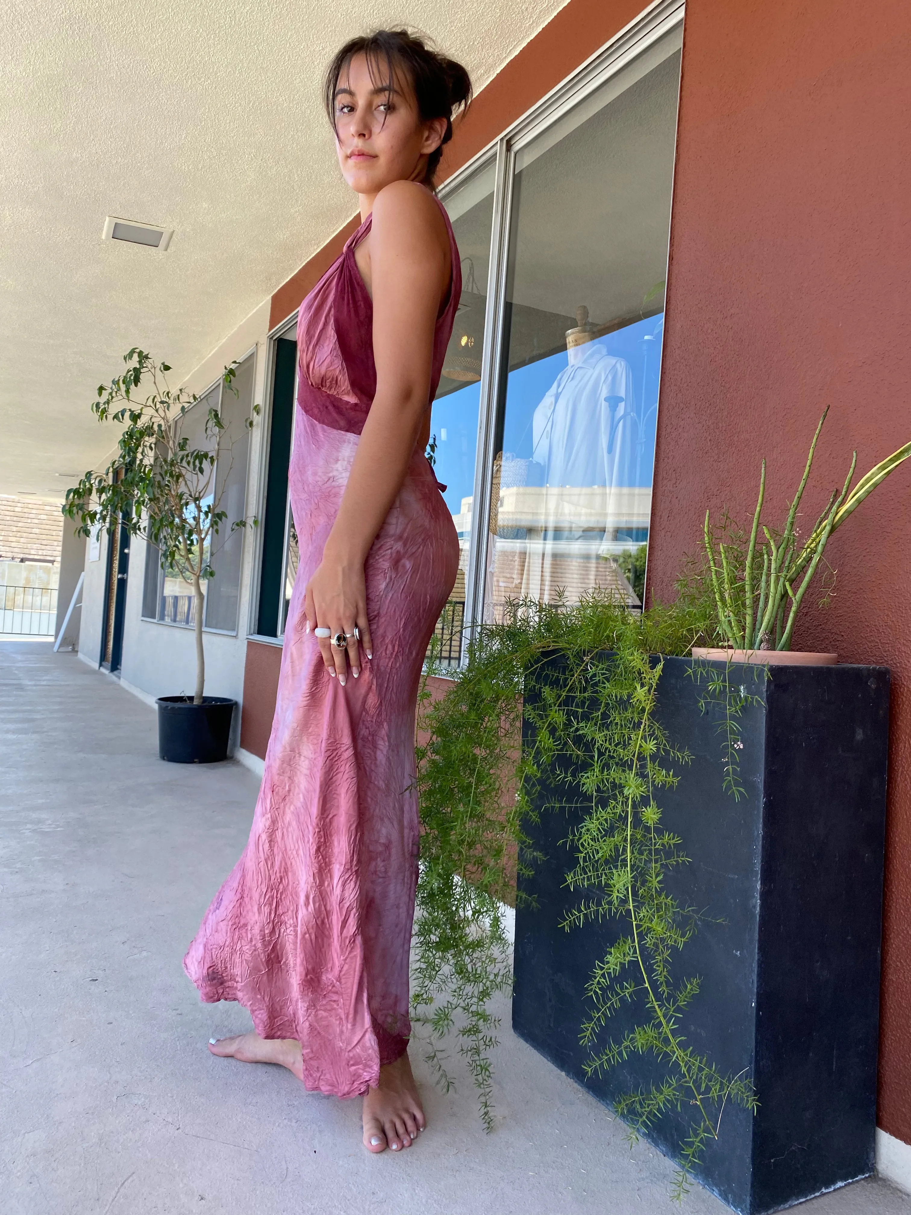 1940's Hand Dyed Satin Slip Dress