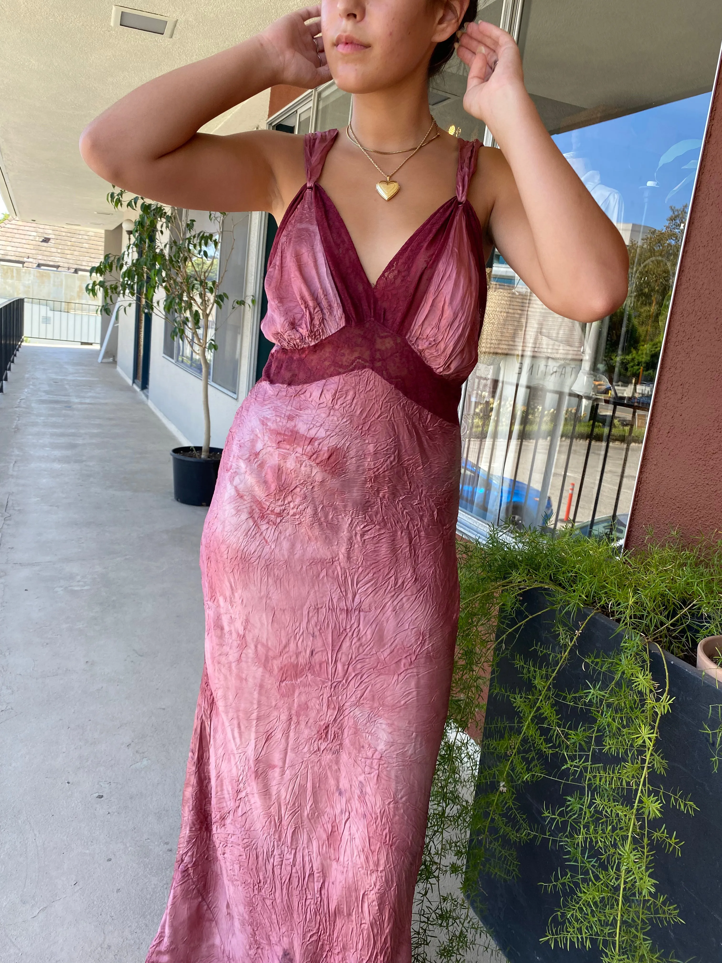 1940's Hand Dyed Satin Slip Dress