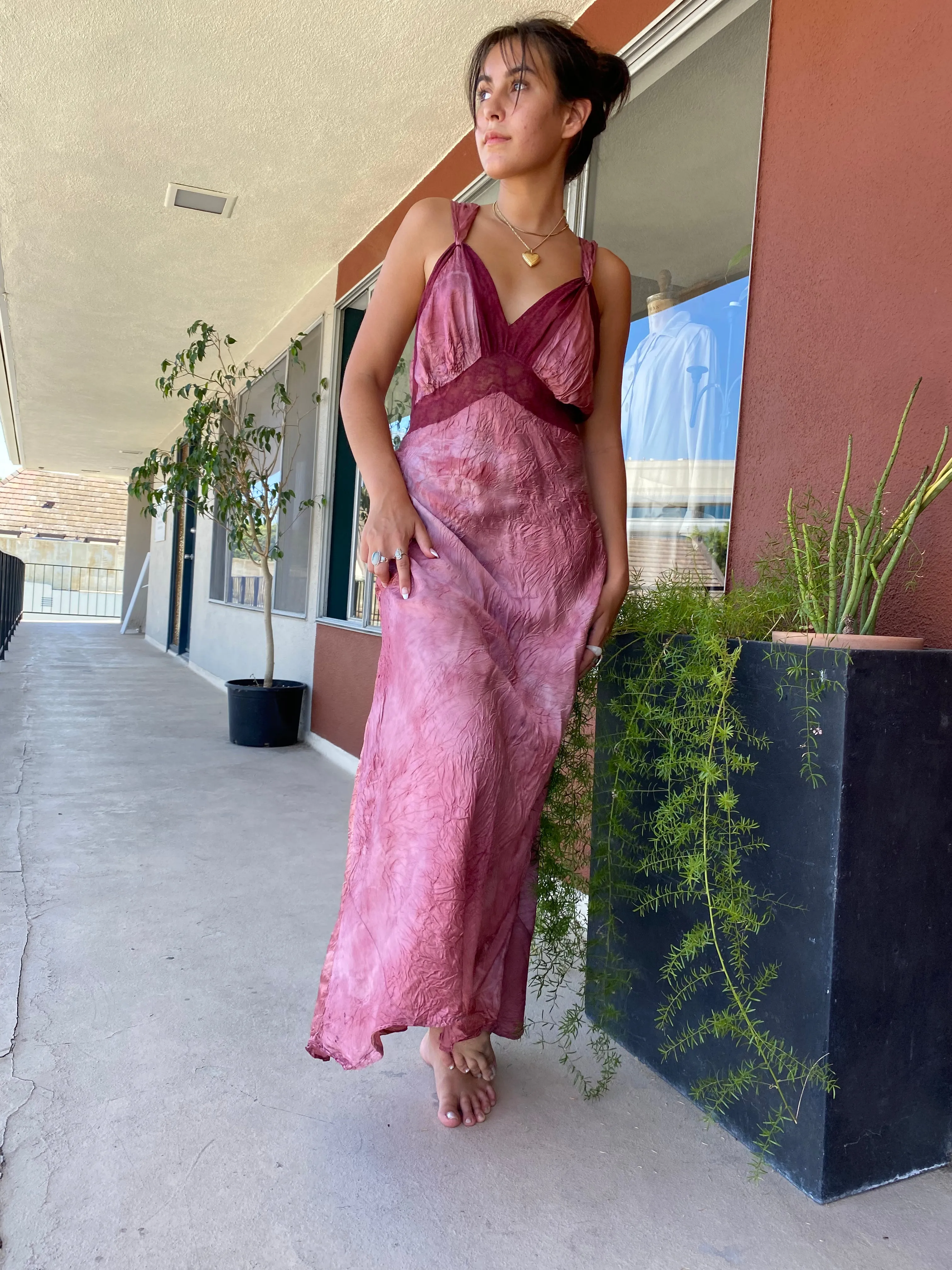 1940's Hand Dyed Satin Slip Dress
