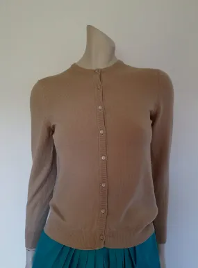 1980s Beige Wool Cardigan by Fletcher Jones - S