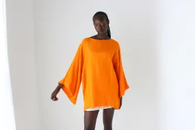 90s Relaxed Flax Flare Sleeve Smock