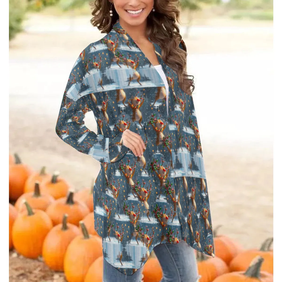 All-Over Print Women's Cardigan With Long Sleeve Christmas print