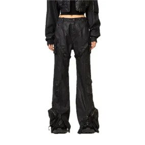 Ancient Myth Black Panther Waxed Flared Pants