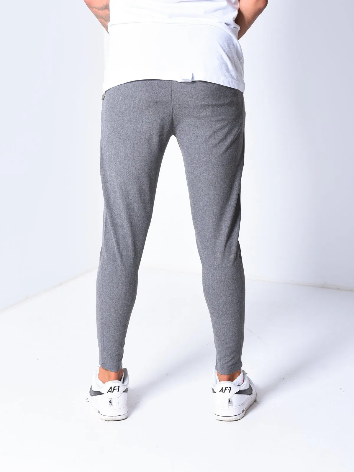 Ankle Pants w/ Chain Accessory - Dark Gray