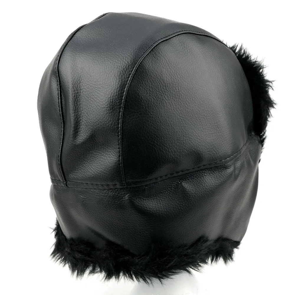 Armycrew Vinyl Fur Trimmed Trooper Hat with Insulated Ear Flaps