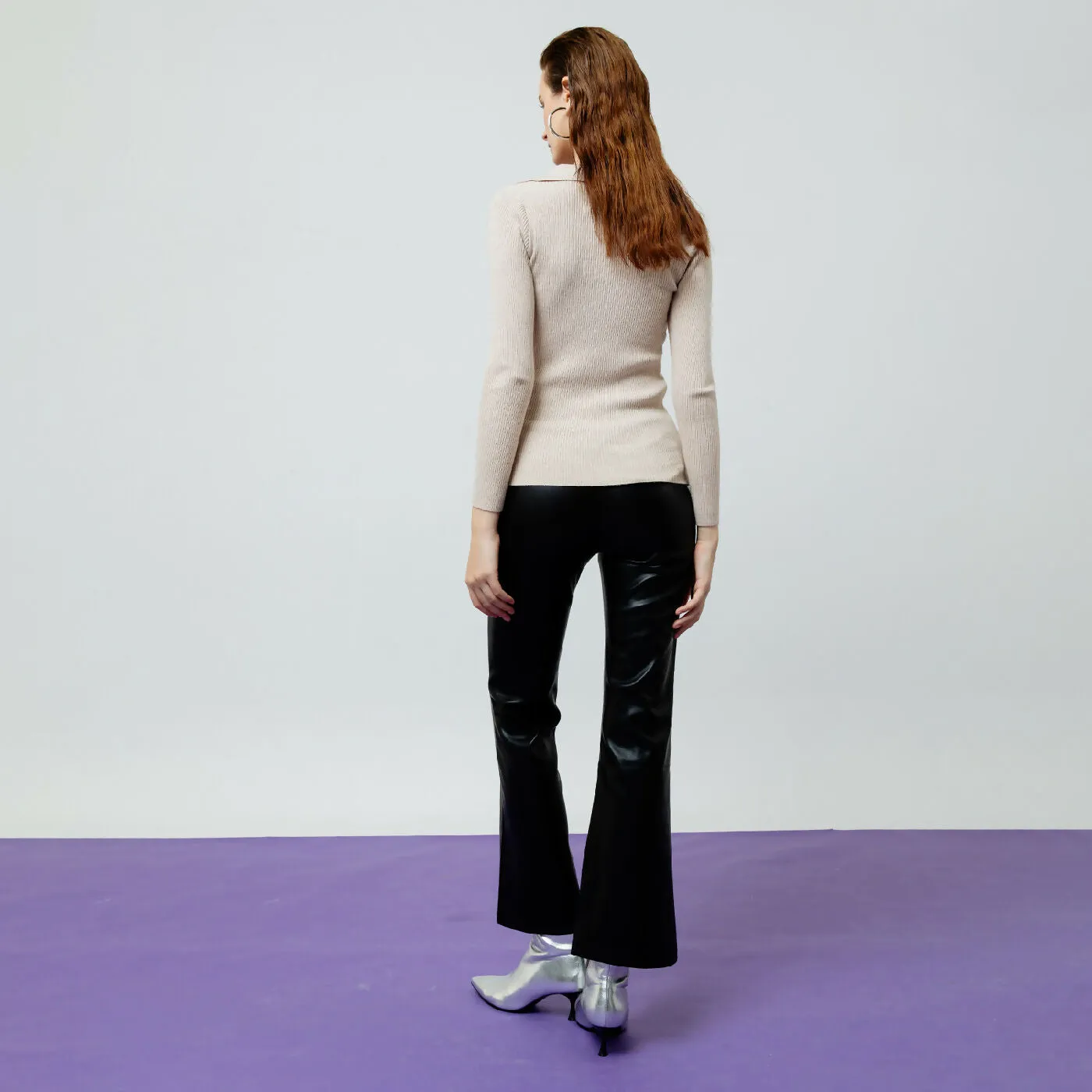 ATSTHELABEL VESPER CREME RIBBED KNIT TOP