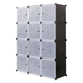 Bedroom PP Storage Wardrobe, 12 /20Cubes, with White Door Panel Twill Printed