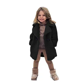 BHSJ Toddler Kids Duffle Overcoat Winter Keep Warm Coat Jacket Casual Lapel Windproof Thicken Outerwear for Boys Girls Turndown Collar Solid Pullover Top Pocket Cozy Fashion Sunflower Print Button