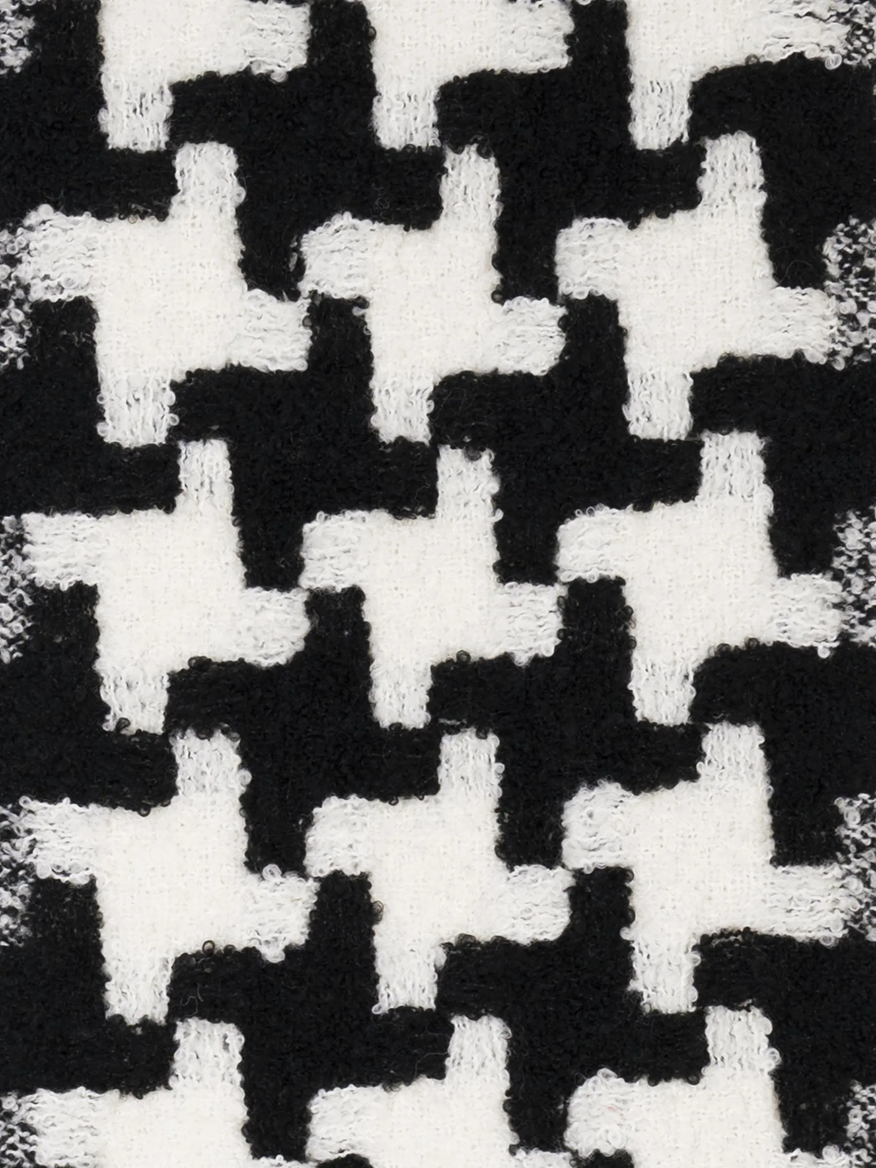 Black & White Monochrome Pattern Winter Scarf with fringing