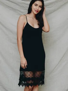 Black Lace Trim Slip Dress