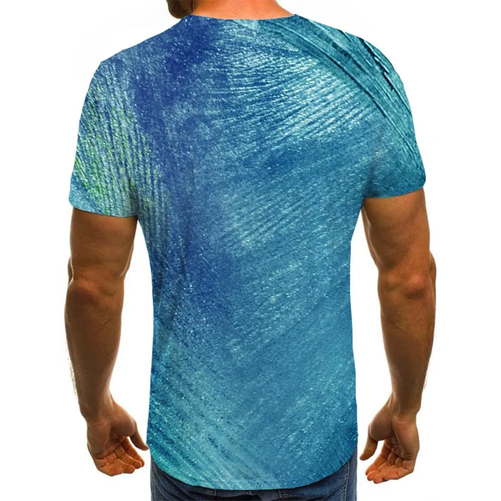 blue gradient irregular texture shirt special texture tee shirt different Cool art costume men