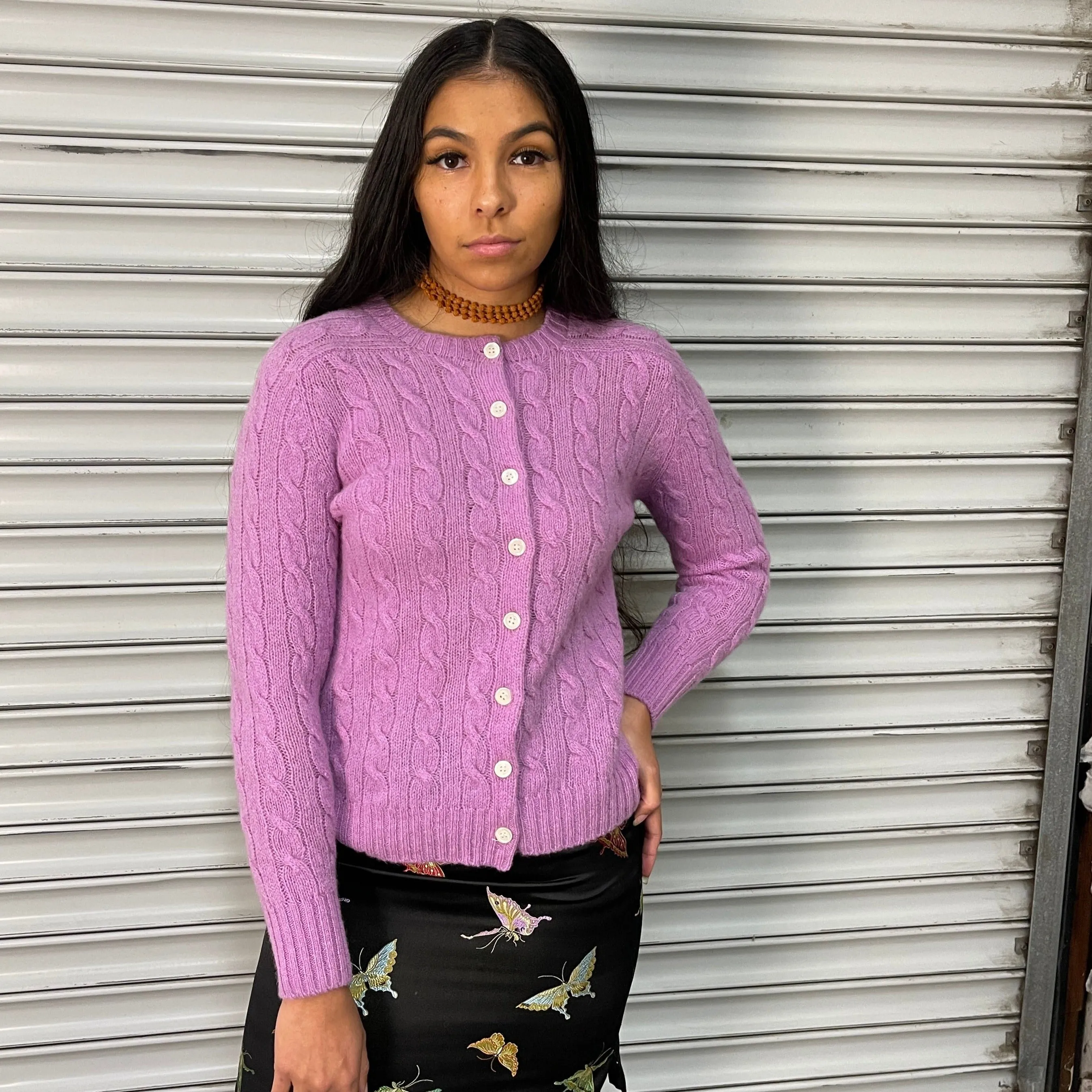 Cable Knit Wool Cardigan