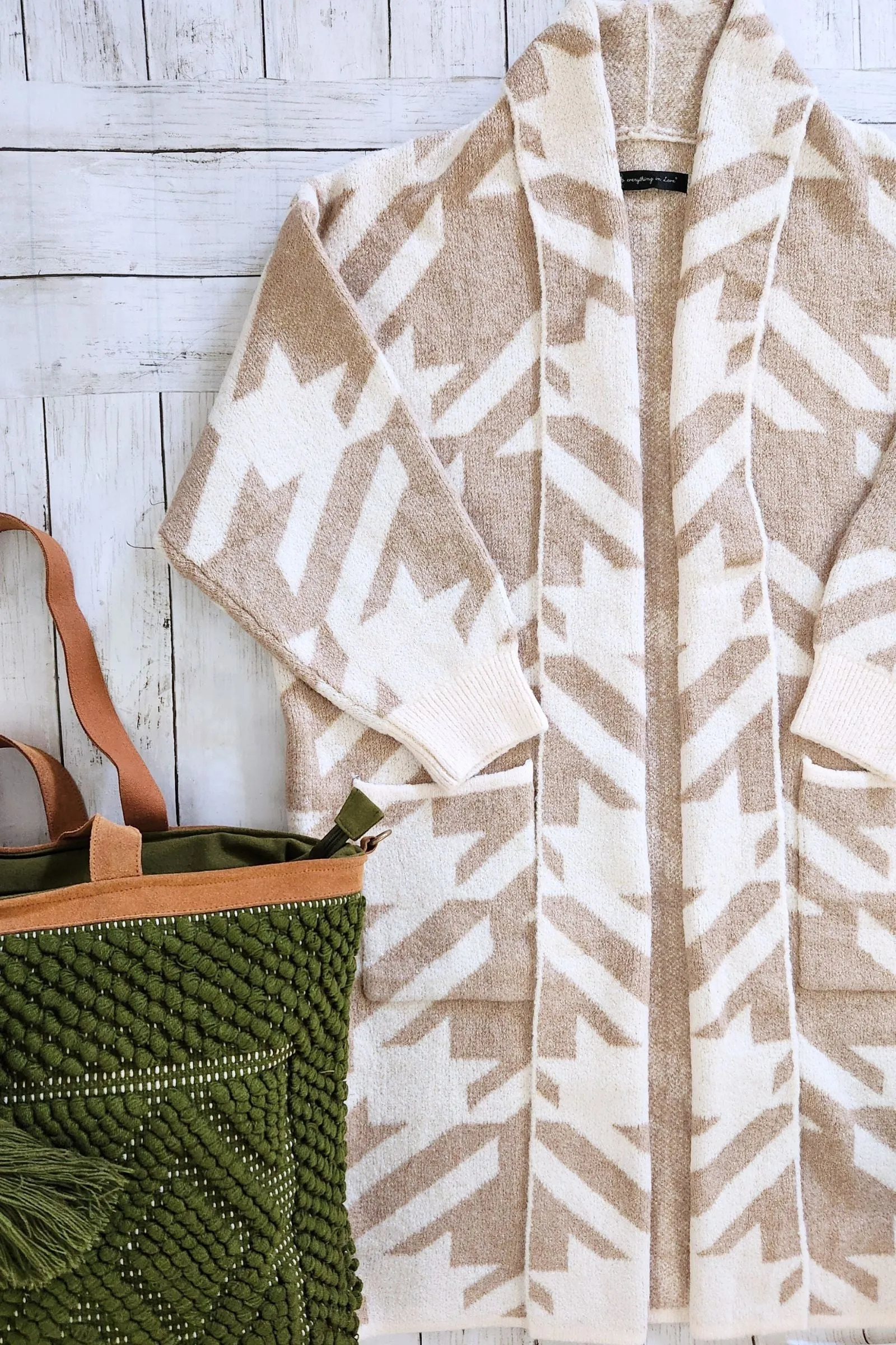 Camel Houndstooth Cardigan