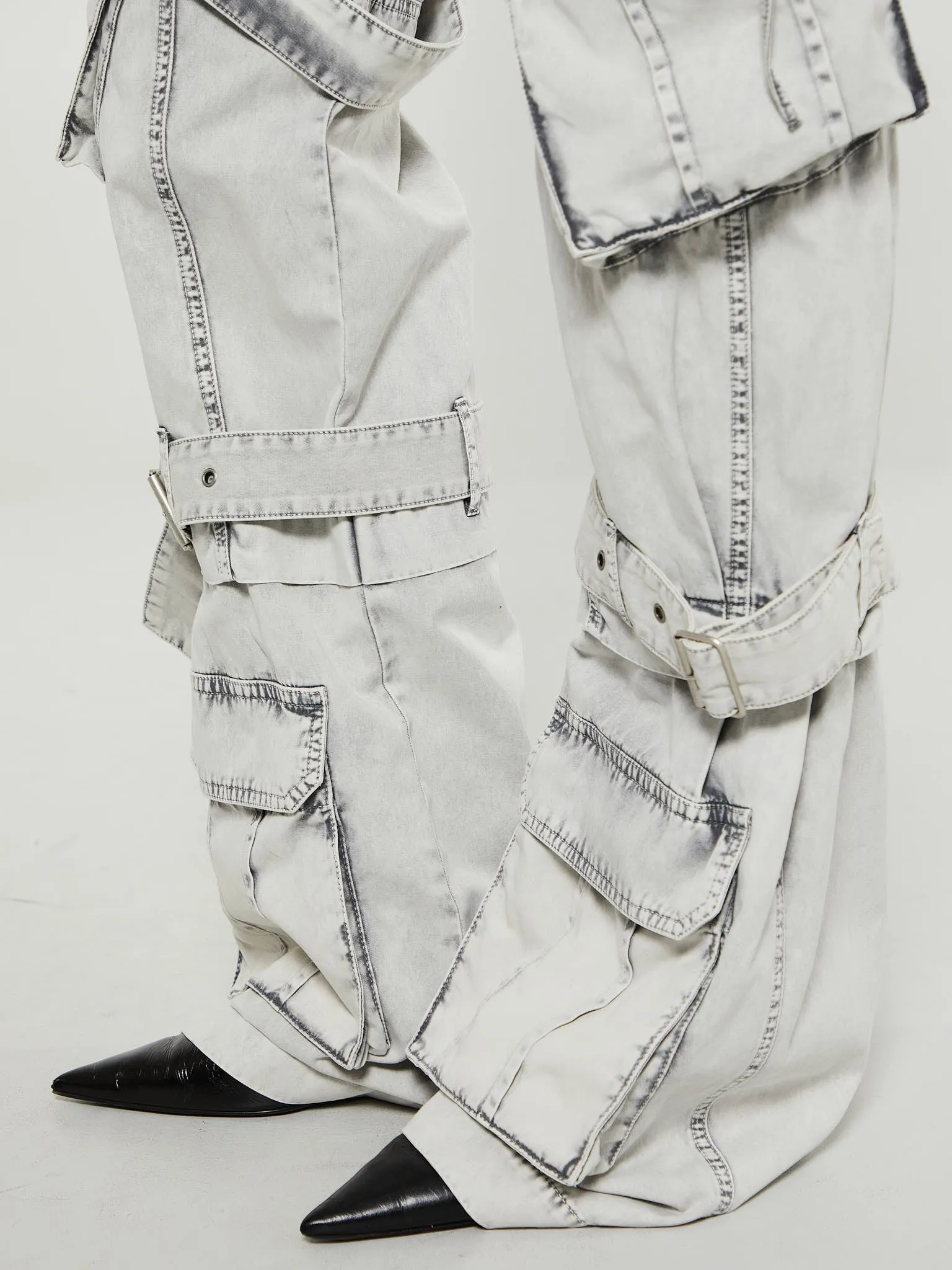 Cargo Twill Trousers in Dusty White