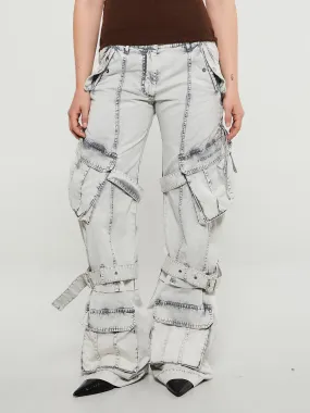 Cargo Twill Trousers in Dusty White