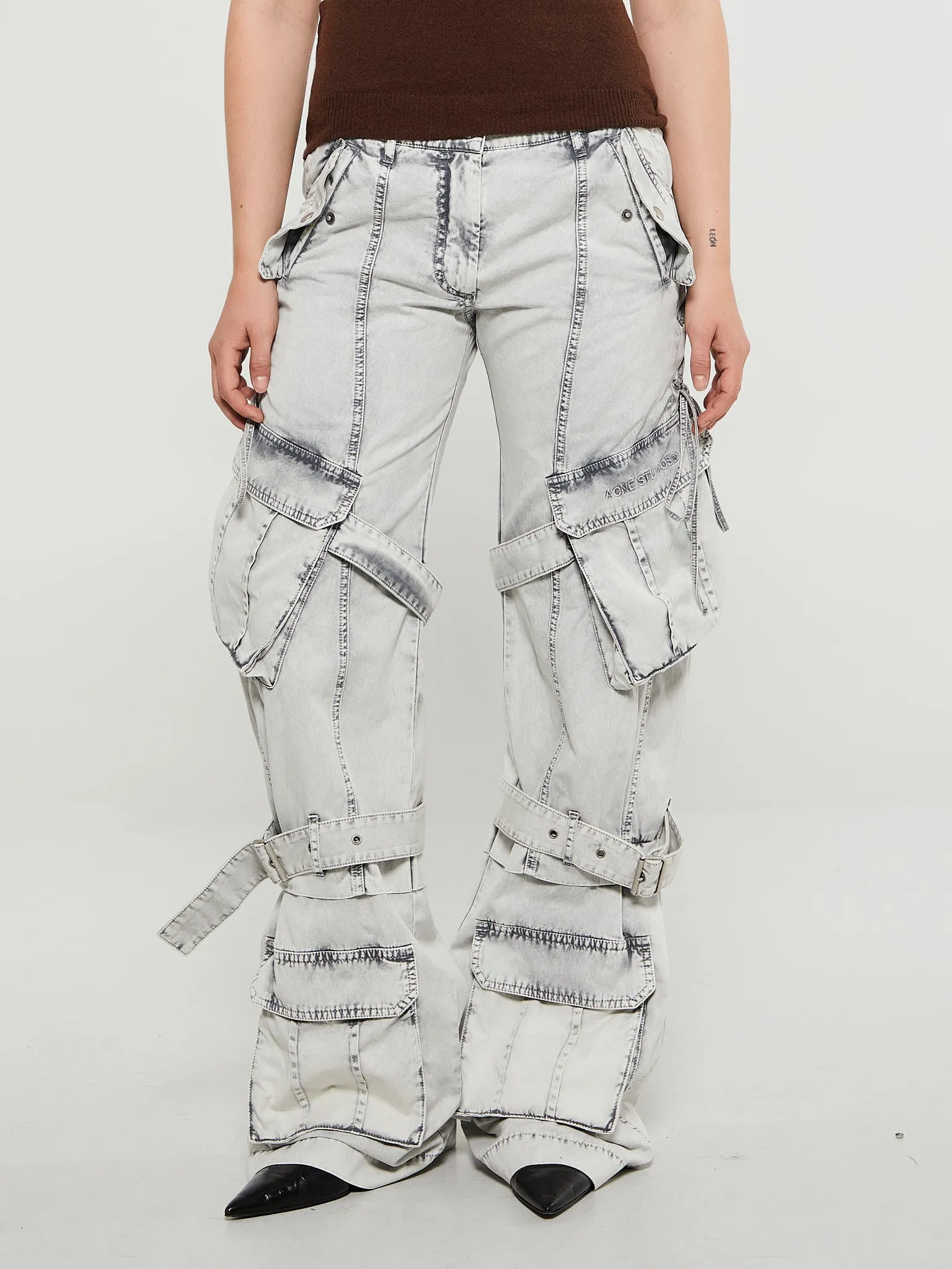 Cargo Twill Trousers in Dusty White