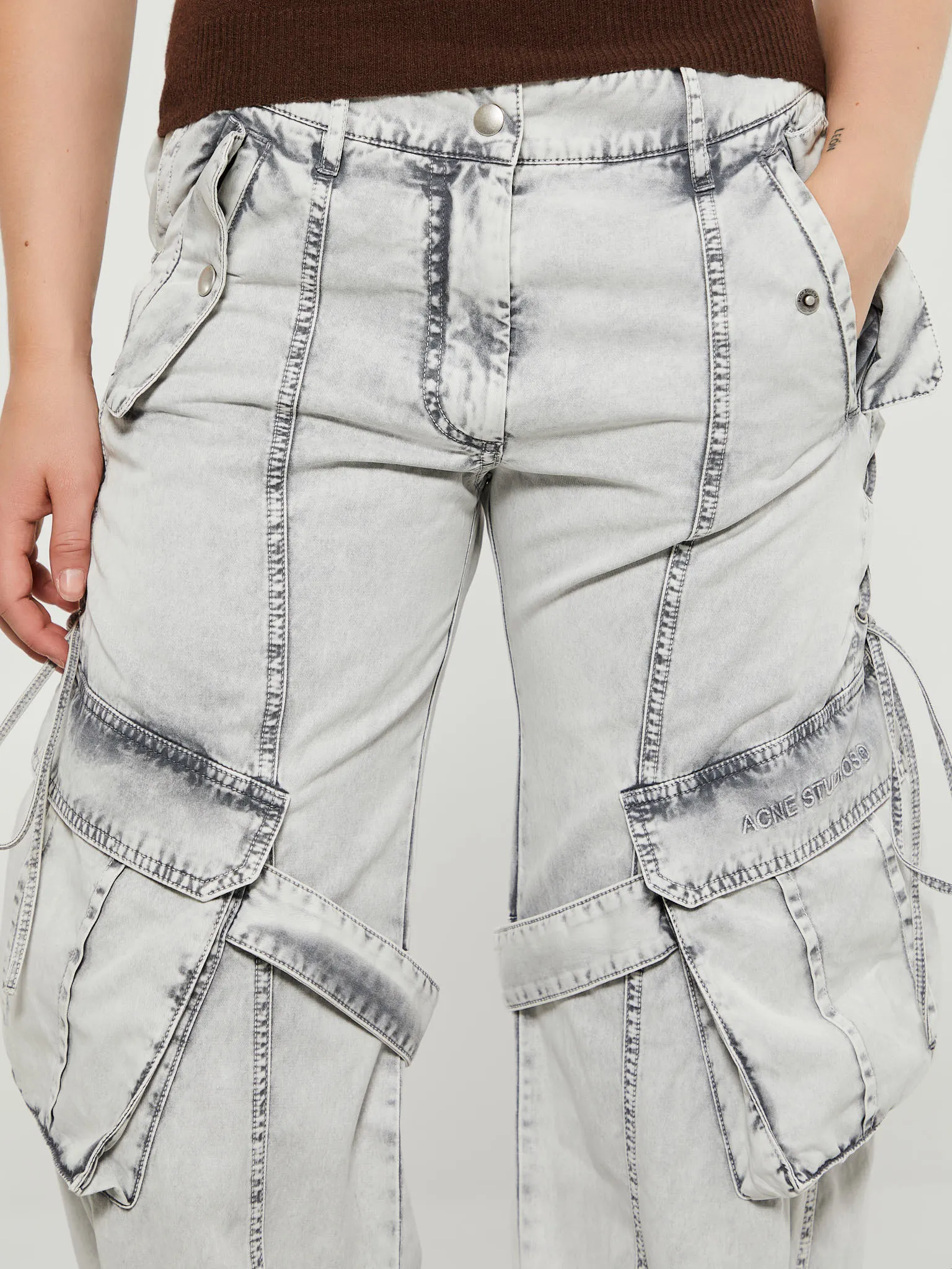 Cargo Twill Trousers in Dusty White