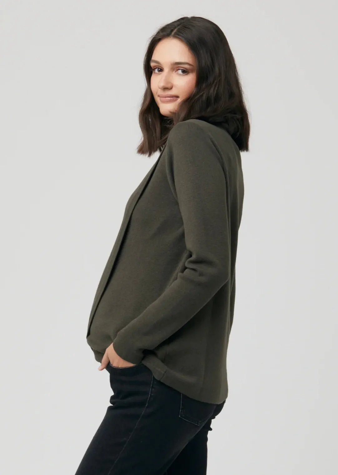 Cassie Cross Over Nursing Knit - Khaki