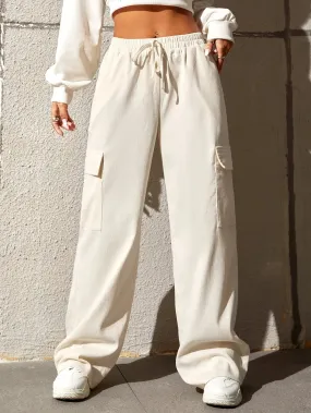 Casual Drawstring Flap Pocket Cargo Pants