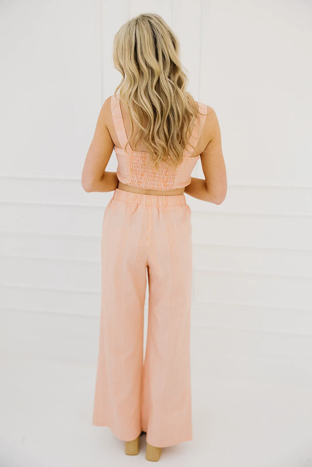 Catalina Seersucker Pants - Tangerine Stripe