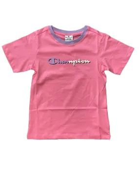 Champion T-shirt manica corta da ragazza Legacy C-Color Logo 404670 PS074 rosa