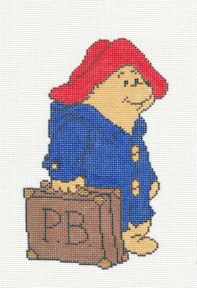 Child's Canvas ~ Paddington Bear with His Brown Suitcase handpainted 18 Mesh Needlepoint Canvas by Silver Needle