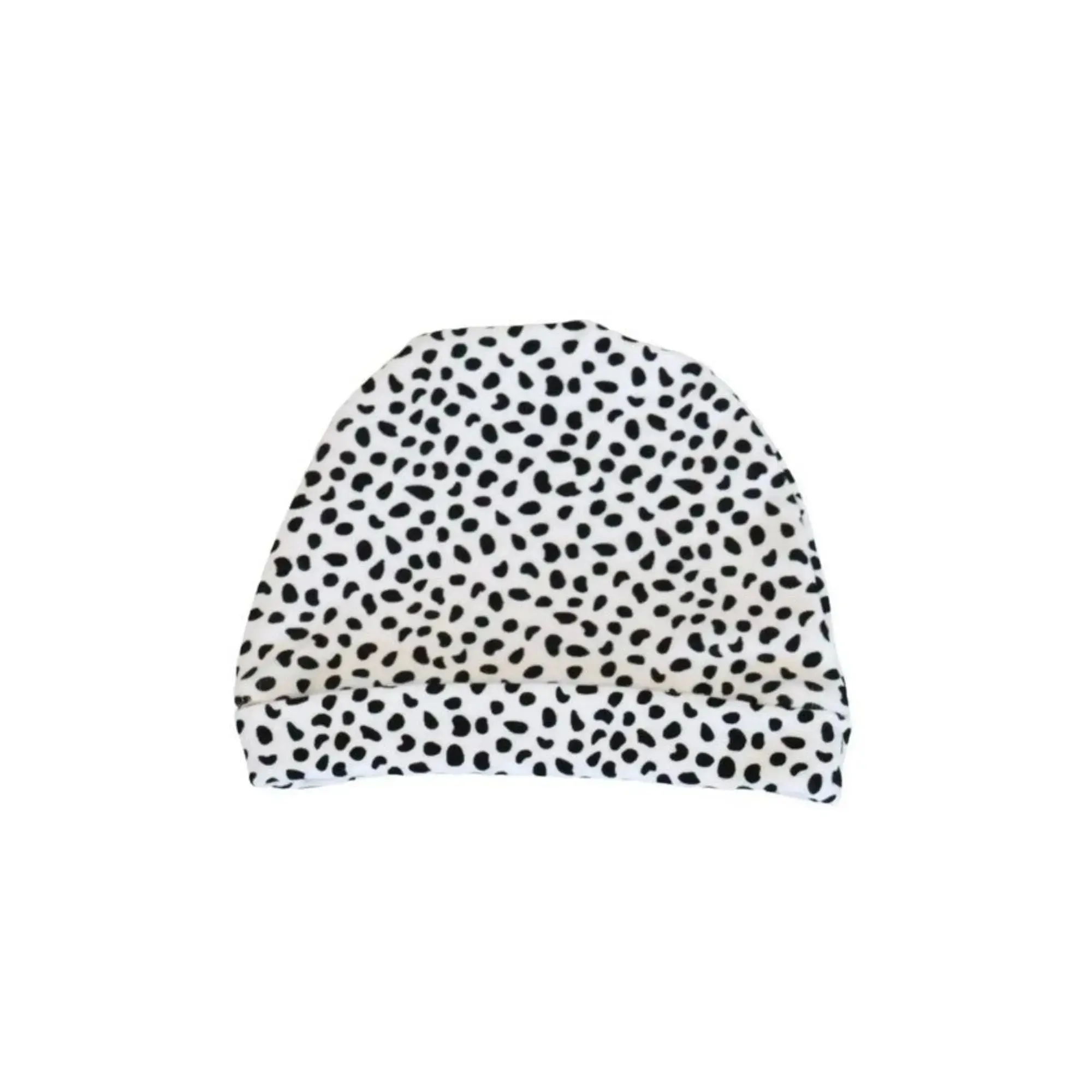 CLASSIC BEANIE - WHITE WITH BLACK SPLOTS