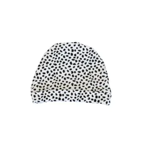 CLASSIC BEANIE - WHITE WITH BLACK SPLOTS