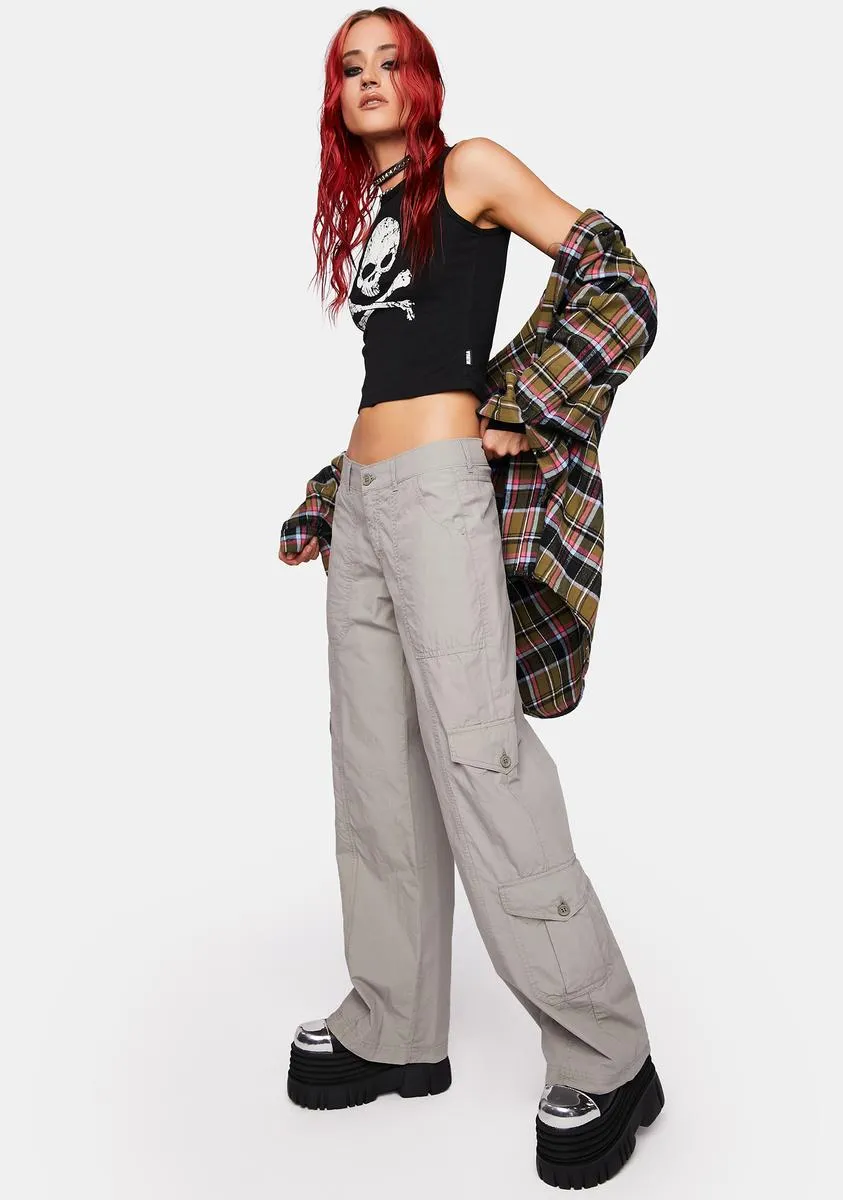 Cleo Grey Y2K Cargo Pants