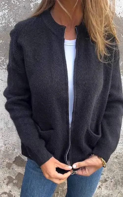 Cotton Zip Knit Jacket