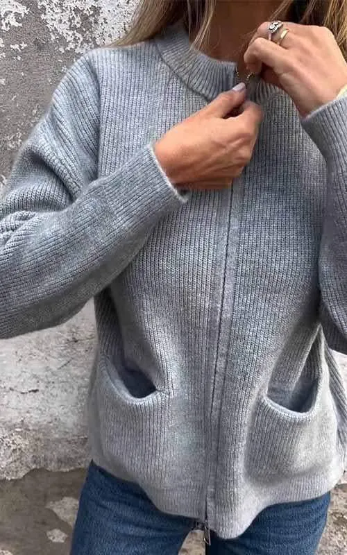 Cotton Zip Knit Jacket
