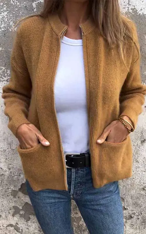 Cotton Zip Knit Jacket
