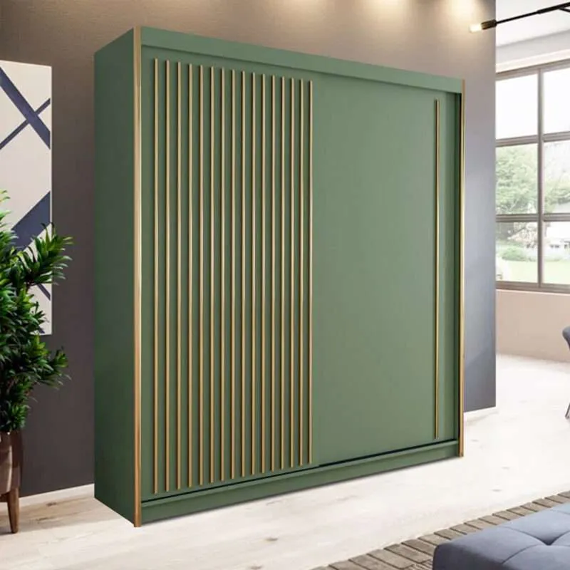 Creekbluff Queen Style Sliding Door Wardrobe - Elegant Green Wardrobe for Modern Homes