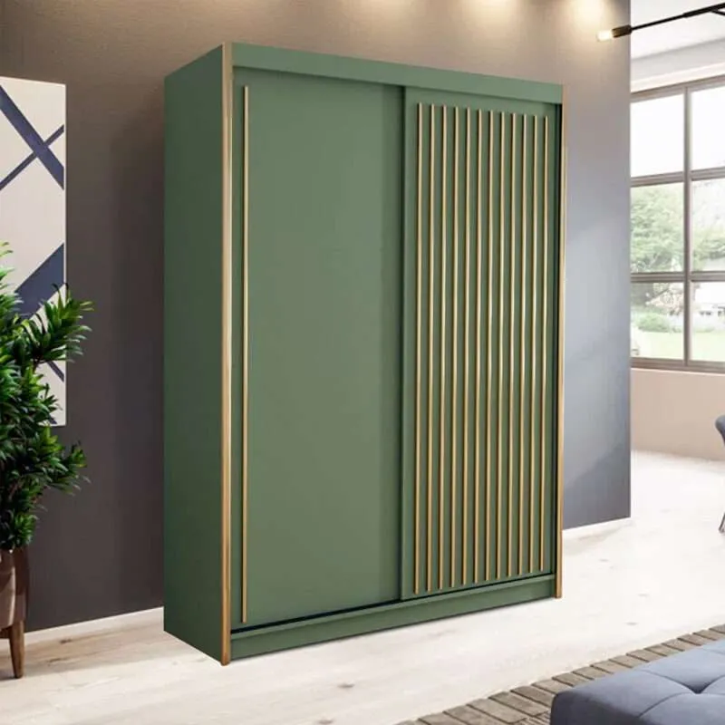 Creekbluff Queen Style Sliding Door Wardrobe - Elegant Green Wardrobe for Modern Homes