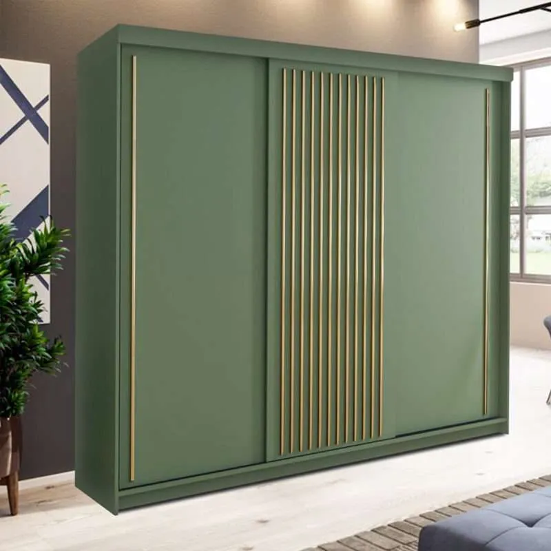 Creekbluff Queen Style Sliding Door Wardrobe - Elegant Green Wardrobe for Modern Homes