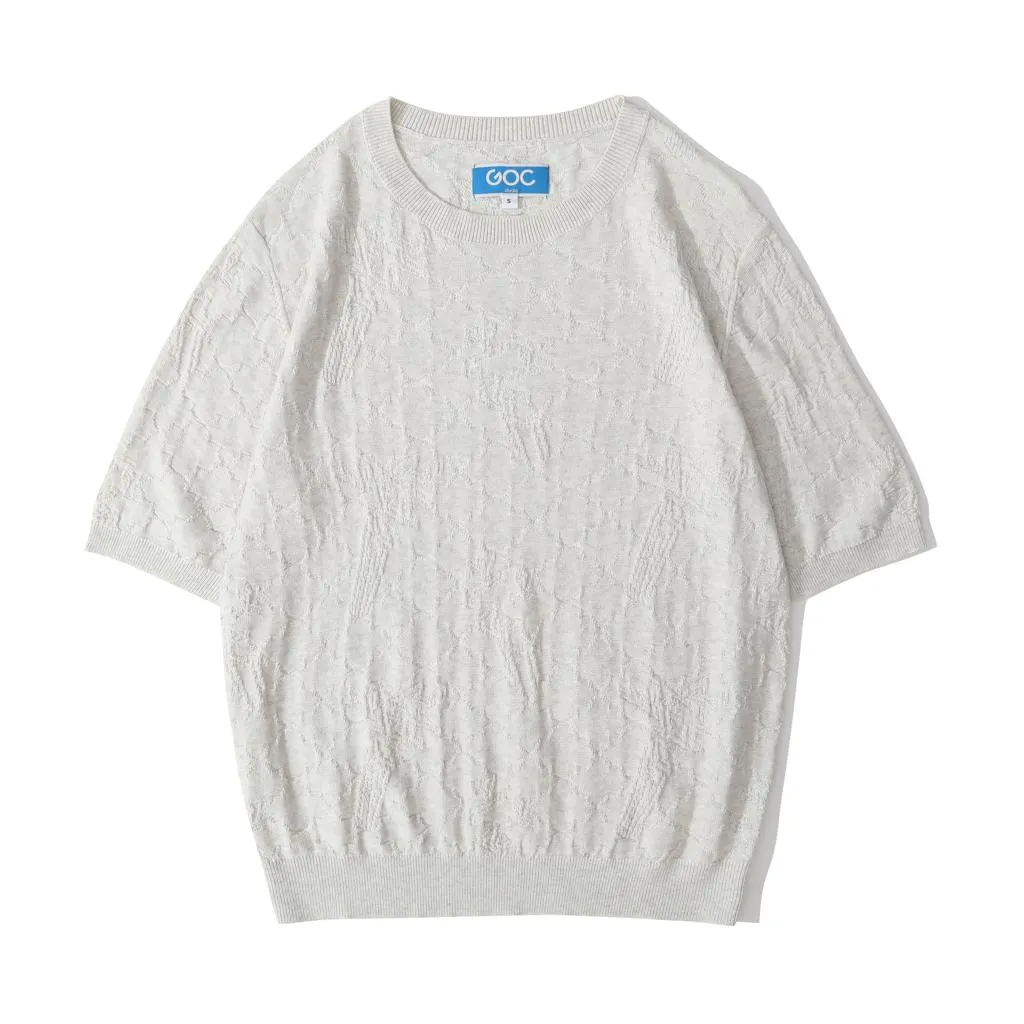 Crew Neck Summer Knit Top - Oatmeal Lucky Bamboo