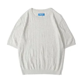 Crew Neck Summer Knit Top - Oatmeal Lucky Bamboo