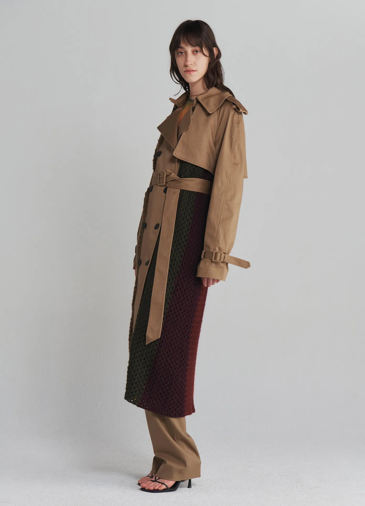 Crochet Combo Trench Coat