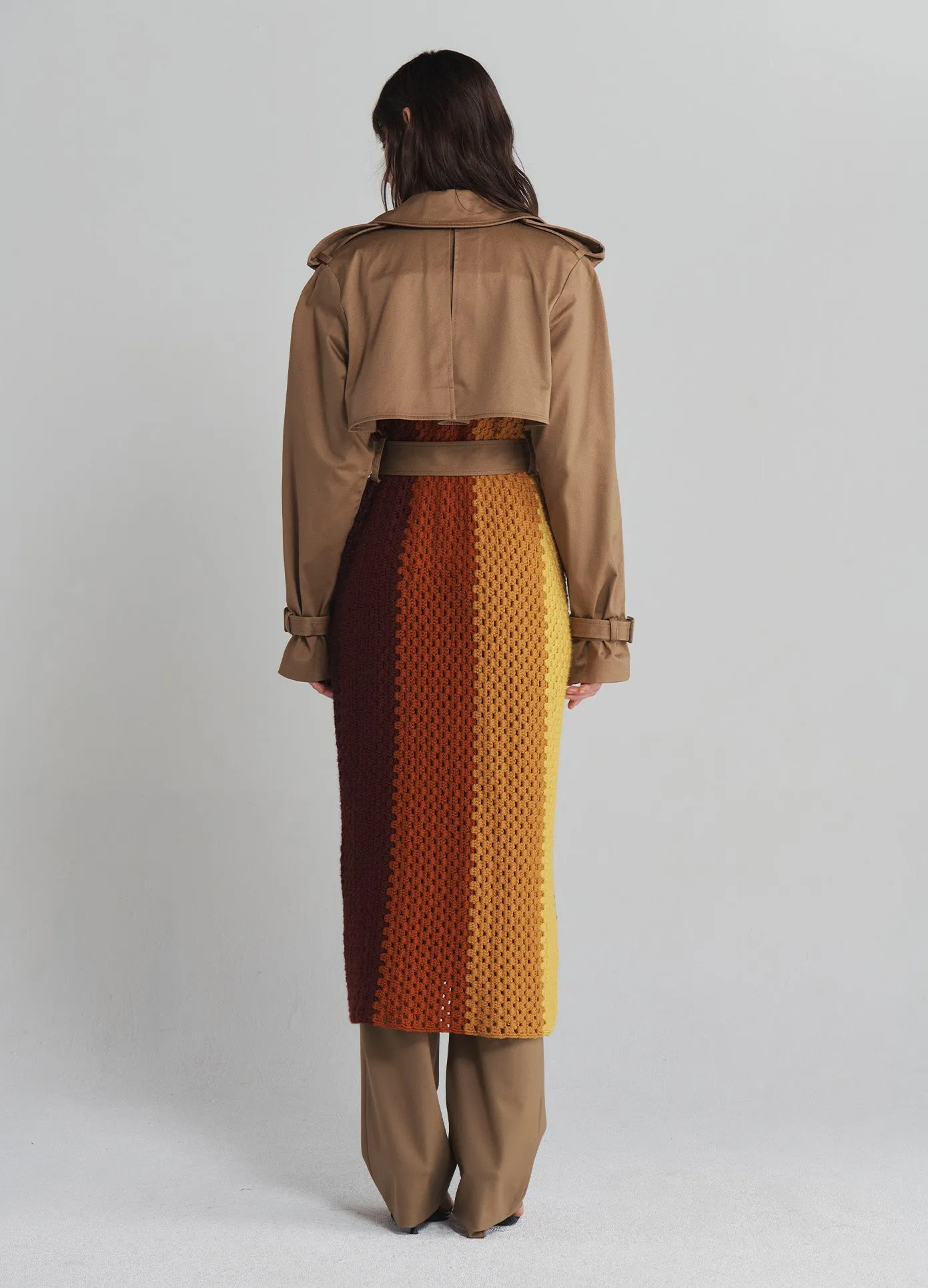 Crochet Combo Trench Coat