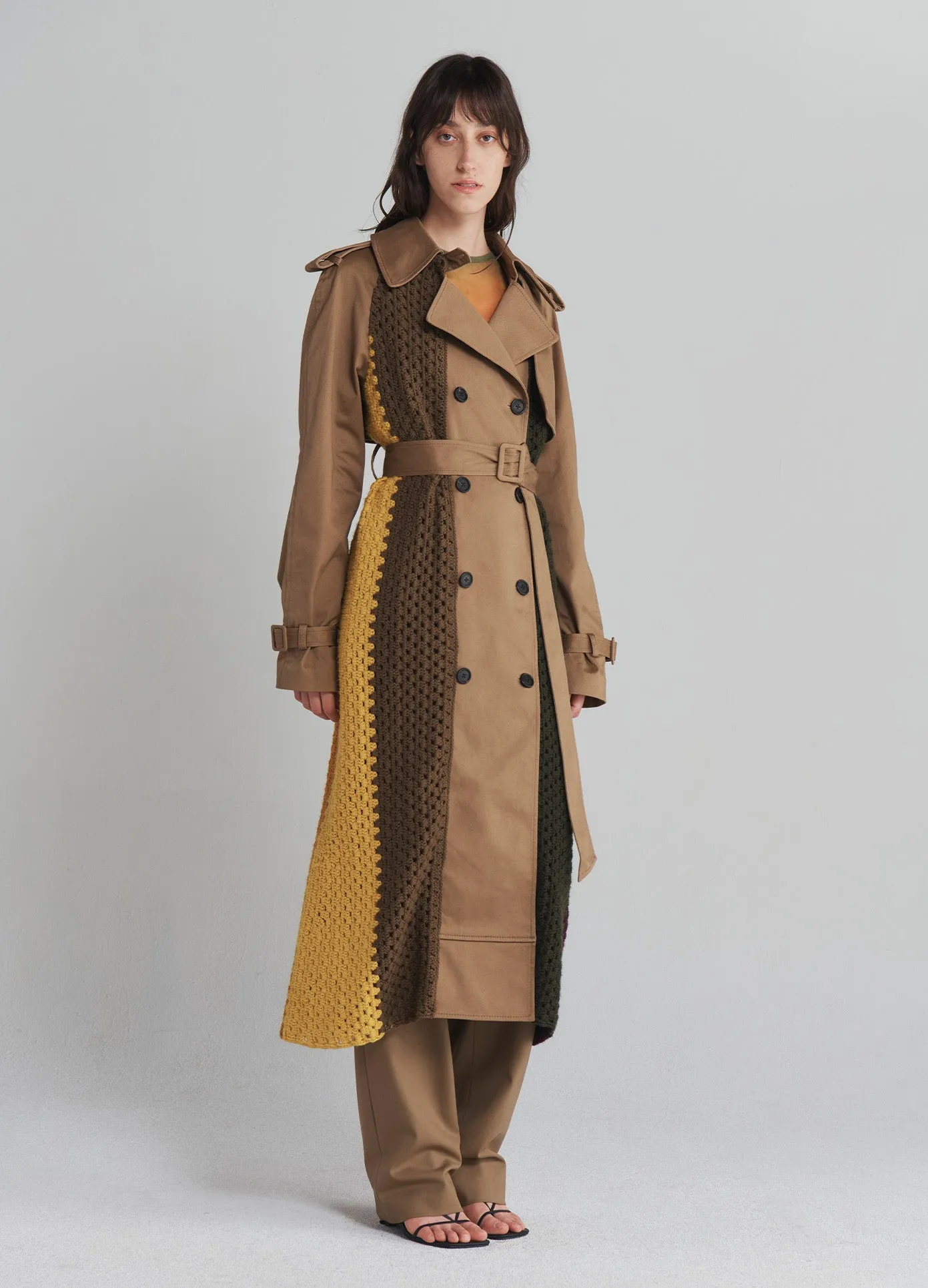 Crochet Combo Trench Coat