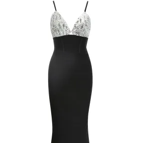 Delilah Bandage Slip Dress With Sequins Patchwork Dress