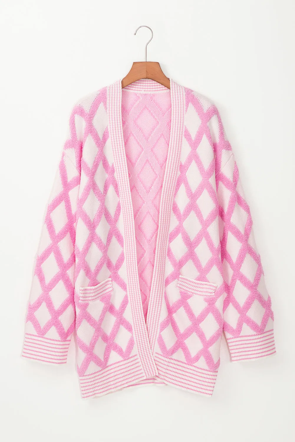 Diamond Knit Open Front Cardigan
