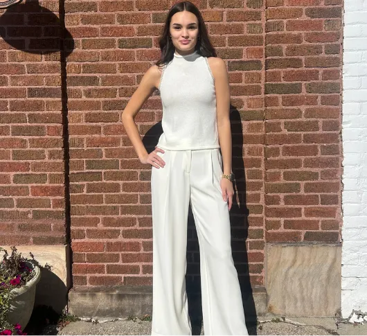 Drew - Nixie High Neck Sleeveless Top With Jewels in Ivory