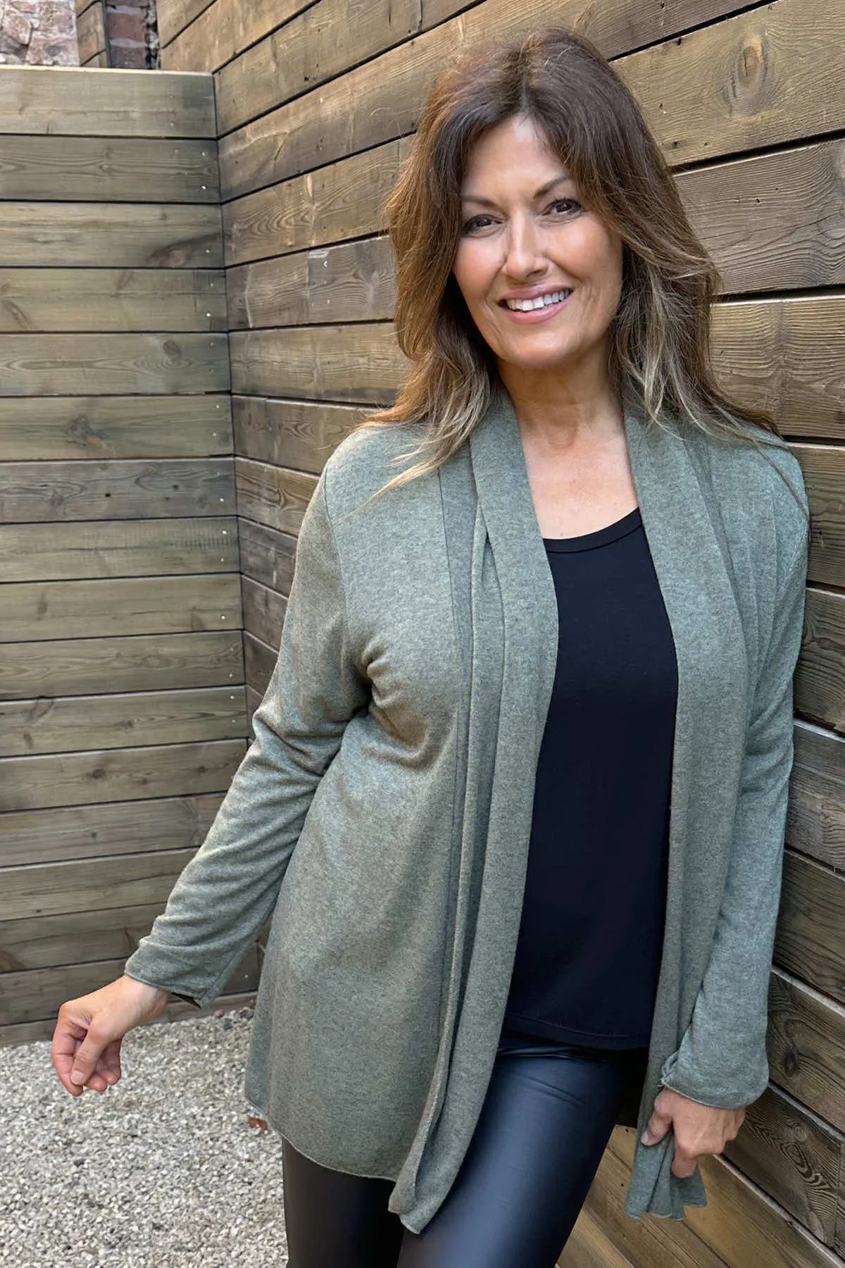 Eadie Drape Front Cardigan Khaki