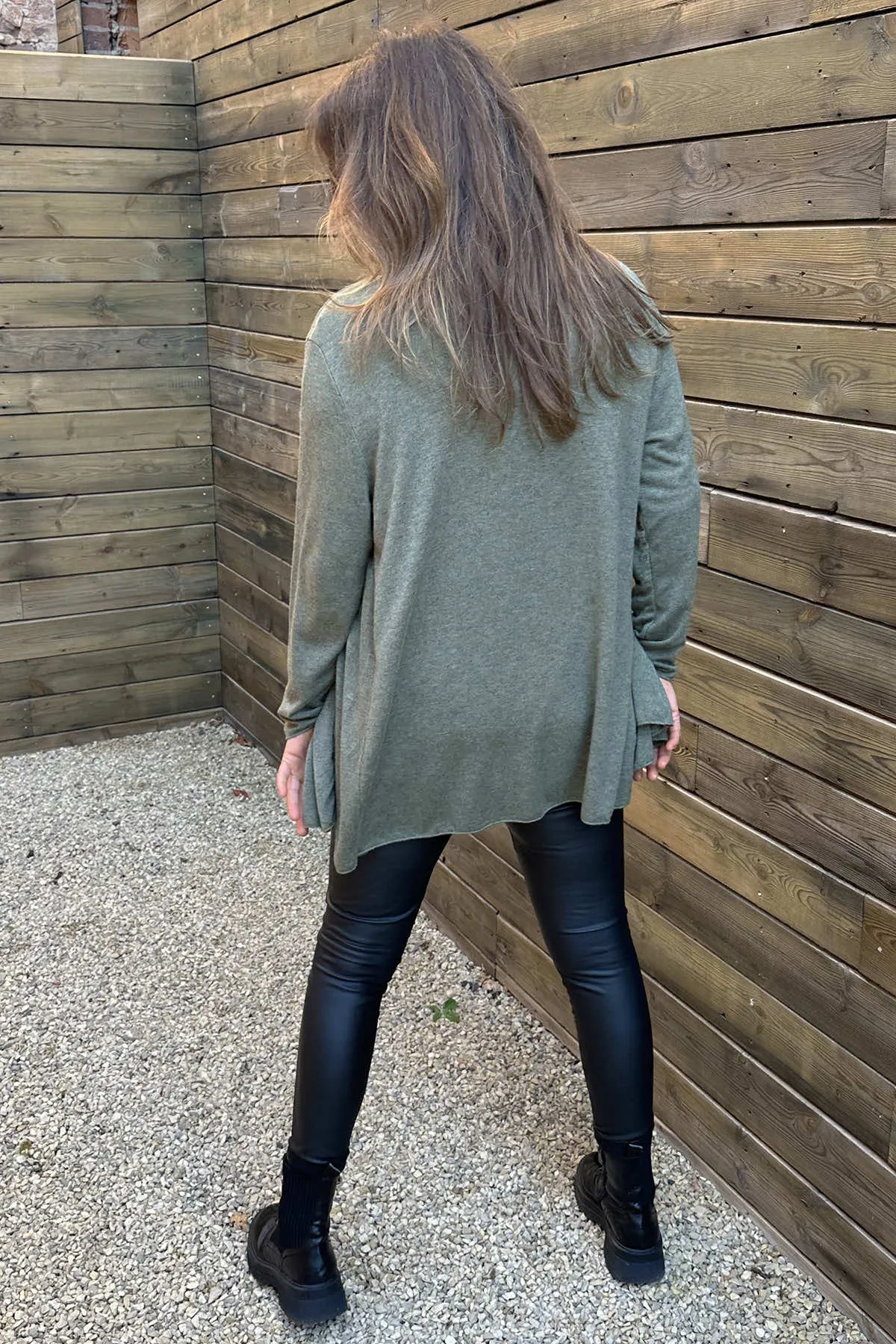 Eadie Drape Front Cardigan Khaki