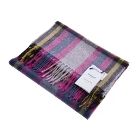 Edinburgh 100% Lambswool Tartan Scarf Deco Check Raspberry